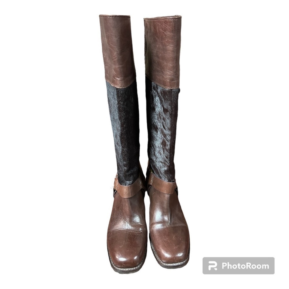 Lucky Brand Abeni2 Tall Boot Brown-Tobacco Leather Pony Hair Boots - Picture 3 of 8